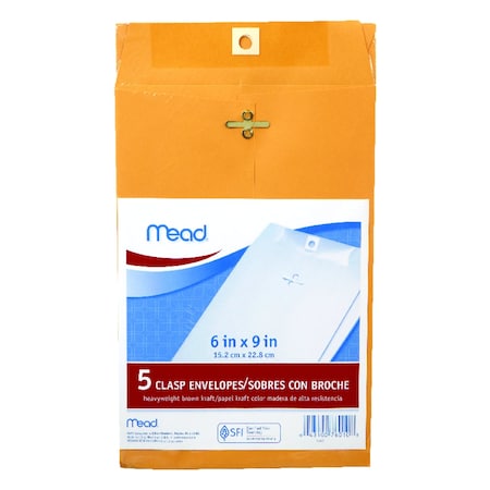 Mead Mead 6 in. W X 9 in. L A10 Brown Envelopes 5 pk 76010